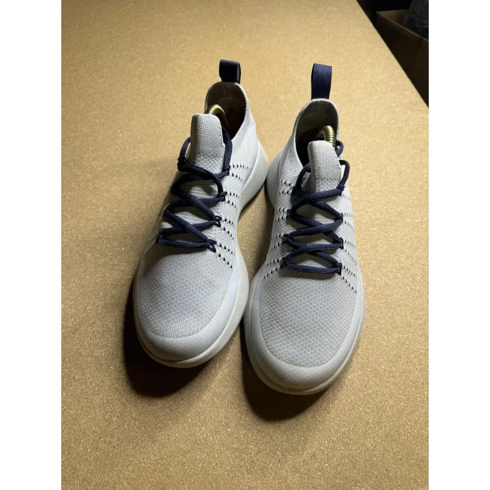 Grundens Sea-Knit Boat Shoes Mens Grey Navy Blue Fishing Sneakers Non-Marking